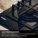 Haier HAVG6BF4TBPB Series 4 60cm Gas on Glass Hob with Preci Flame - Black image 1