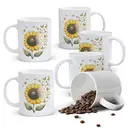 Alphynix 1pc 11oz White Ceramic Mug Featuring a Vibrant Sunflower and Butterfly Design, Uplifting Gift for Birthday or Celebration image 0