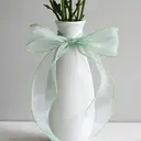 JU7CER 2-piece Princess Snow Tulle Fishtail Ribbon Set [Seaweed Green] 2.5cm x 18m Bow-Tie Wavy Tulle Plain Silk Ribbon Floral Packaging Material Tape image 0