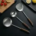 PURECOOK Spatula & Ladle Series | 304 | Wooden Handle | 3-Piece Spatula & Ladle Set image 4