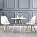 mcc direct Set of 2 Dining Chairs Wooden Legs Soft Cushion Pad Stylish Deluxe Retro Lounge Dining Office EVA (White) image 1