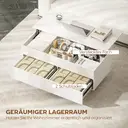 HOMCOM Couchtisch Höhenverstellbar, Wohnzimmertisch mit Hebeplatte, 2 Schublade und verstecktem Stauraum, Kaffeetisch Sofatisch für Wohnzimmer, Hochglanz Weiß image 4