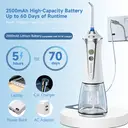 H2ofloss HF-2 electric toothbrush, featuring 5 modes, 5 nozzles, USB rechargeability, IPX7 waterproof rating, and a 300ml water tank, is available in white image 2