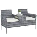Outsunny Banc de Jardin en résine tressée 2 Places avec Table et Coussins, 135 x 64 x 81 cm, pour Balcon et Terrasse, Canapé Extérieur, Résistant aux Intempéries, Noir crème image 0