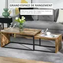 HOMCOM Lot de 2 tables basses gigognes, design industriel, grande : 90 x 48 x 42 cm, métal noir et effet bois vieilli image 3