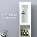 kleankin Tall Bathroom Storage Cabinet with Mirror, Freestanding Floor Cabinet Tallboy Unit with Adjustable Shelves, White image 5