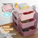 HOMCOM 3 Drawers Plastic Storage Units, 3 Tier Kids Storage Units, Children Toy Chest for Nursery, Playroom, Bedroom, Pink image 8