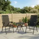 Outsunny 3 Pieces Garden Bistro Set, Folding Table and Chairs Set, Metal Garden Furniture Set with Cup Holders for Outdoor, Patio, Balcony, Black image 1