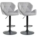 HOMCOM Bar Stools Adjustable Quilted Geo Velvet Grey/Black 2pcs image 0