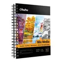 Ohuhu Mixed Media Sketchbook 10×7.6" (25.4×19.3cm) Portrait Format - 200gsm Spiral Bound, 124 Pages (62 Sheets) Acid-Free Paper for Watercolour, Acrylic, Pencils & Pastels, Wet & Dry Media image 0