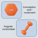 SONGMICSHOME  Lot de 2 haltères courts hexagonaux, entraînement de fitness et de musculation, orange image 6