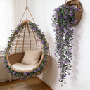 2Pcs 31.49in/80cmArtificial flower wall hanging simulation plant rattan wall hanging indoor wall decoration chlorophytum comosum false flower golden bell willow ceiling decoration(purple) image 2