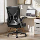 Ergonomische bureaustoel met opklapbare armleuningen, verstelbare lendensteun, in hoogte verstelbare directiestoel, draaistoel, mesh-stoel met kantelfunctie tot 125°, zwart image 7