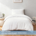 LeBonsoir White Duvet Cover Set，135x200cm/50x75cmx1 Soft Double Brushed Bedding Set， with Zip， 2 Pieces， Includes 1 Duvet Cover & 1 Pillowcase， NO Comforter image 2