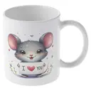 Alphynix 1pc Cute Gray Mouse Mug, 11oz Ceramic Cup with Adorable Rodent Holding "I Love You" Sign, Sweet Gift for Kids, Valentine‘s Day, Birthday image 3