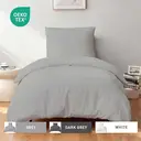 LeBonsoir Parure de lit brossée avec 1 housse de couette 135 x 200 cm et 1 taie d’oreiller 80 x 80 cm, avec fermeture éclair - Gris clair image 0