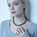 VoxorAI XL24 10mm Pearl Necklace - Versatile, Luxurious, and High-End Pearl Necklace in Dark Gray image 0