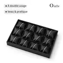 Oirlv Plateau Présentoir à Bijoux en Cuir PU Luxe Empilable – Inserts Organisateur pour Tiroir Homme Femme, Rangement et Présentation de Bijoux (Bagues, Clous, Colliers) – Taille 35×24×3cm image 5