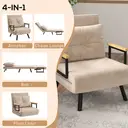 HOMCOM Sofa Bed 1 Seater with Cushion Velvet Effect Cream image 4