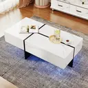 High-Gloss Coffee Table  Living Room Furniture, 100*50*34.5cm, with App-Controlled LED Lighting System  image 3