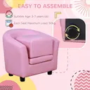 HOMCOM Children's Armchairs Toddler Chair Sofa Footstool 2-in-1 Design for Girls with Thick Padding, Anti-skid Foot Pads, Wood Frame, Pink image 3