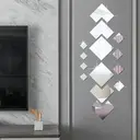WhereHike Lot de 16 stickers miroir losanges emboîtables en PVC argent - 1,7-9,5 cm image 0