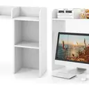 COSTWAY Wooden Desk Bookshelf with 4 Shelves and Open Back Compartment-White image 6