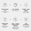 Bear Bouilloire électrique 1,5 L 1500 W-1750 W ZDH-Q15U8 en acier inoxydable avec arrêt automatique et protection contre l'ébullition à sec - Blanc image 2