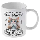 Alphynix 1 Mug blanc 33cl avec citation drôle "Ma bouche ne coopère pas" et design mignon de chat tigré, cadeau de Noël ou Thanksgiving humoristique & relatable,Le cadeau de la saint-valentin, cadeau d’anniversaire image 3