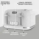 Breville Curve 4 Slice Toaster, High-Lift, Wide Slots, Textured, White & Silver Chrome - VTT911 image 2