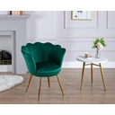 CHAIRUS Chaise d'appoint en velours en forme de pétale avec pieds dorés - Vert image 5