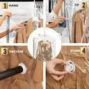 TAILI Sacs de rangement sous vide suspendus, sacs économiseurs d'espace, sacs de mise sous vide pour vêtements, costumes et vestes, organiseurs d'armoire et rangement, (3 longs, 3 courts) Transparent image 2