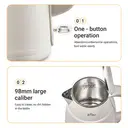 Bear Bouilloire électrique 1,5 L 1500 W-1750 W ZDH-Q15U8 en acier inoxydable avec arrêt automatique et protection contre l'ébullition à sec - Blanc image 6