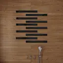 10pcs PVC mirror stickers, vertical stripes, gold-colored, self-adhesive, multi-piece pack, minimalist decorative splicing mirror for living room and bathroom.black,3*35 image 0