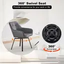 CLIPOP 360° Swivel Dining Chairs Green Faux Leather Upholstered Kitchen Chairs without Wheels Ergonomic Office Desk Chair with Arms and Metal Legs for Home Restaurants 0407-s grey 55*45*82.5 cm image 3