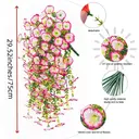 Yuejia Lot de 4 bouquets suspendus de fleurs artificielles en soie liseron blanc et rose - 75 cm image 1