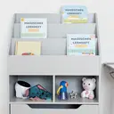 HOMCOM Kids Bookshelf with Storage Drawer, Children's Bookcase with Wheels, Toy Organiser for Bedroom, Playroom - Grey image 3