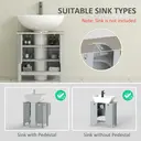 kleankin Under Sink Cabinet, Bathroom Vanity Unit, Pedestal Under Sink Design, Storage Cupboard with Adjustable Shelf, Grey image 3