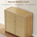 HOMCOM Bamboo Shoe Cabinet with Louvered Doors, Shoe Storage Cabinet with Adjustable Shelves, 14 Pairs Footwear Cupboard for Hallway, Entryway, 80 x 35 x 80 cm, Natural Wood Finish image 4