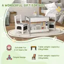 HOMCOM 3 Piece Kids Table and Chair Set, 3 in 1 Design Kids Desk and Chair Set with Blackboard, Storage, Bookshelves, for Nursery, Playroom, Classroom - Grey image 7
