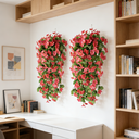 Yuejia 2PCS 30.7in/78cmArtificial Fake Hanging Flowers Plants for Outdoor Spring Summer Decoration, Faux Silk Violet Look Real Trailing Vines for Outside Home Planter Porch Patio(Rose Red) image 6