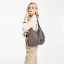 Kono Canvas Shoulder Tote Bag, Vintage Hobo Handbag for Women, Casual Top Handle Bag for Work School Travel Shopping Grey image 6
