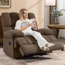 HONEYOU Oversized Rocker Recliner Chair，Overstuffed Extra Wide Rocking Recliners，Soft Big Man Manual Recliner，Extra Large Living Room Chair Up to 350 LBS，Brown image 1