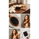 Noix de Coco South Korean Medium Mixed Boar Bristle Hair Brush Cushion Paddle Beechwood Handle Anti Frizz Detangling Smoothing Scalp Massage Brush for Medium Hair Women Men Natural Shine image 3