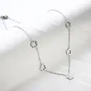 Silver Tone Flower and Mother of Pearl Necklace, 4 Hollow Blossom Charms image 4