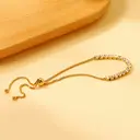 Square Tennis Bracelet with 17 CZ White Diamonds, 18K Gold PVD Stainless Steel Adjustable Drawstring Jewelry image 2