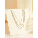 18K Gold Plated Triple Layered Necklace Set with Pearl and Rectangular Pendant image 3