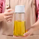 BJ Flacon à huile en verre 630 ml, ouverture et fermeture automatique, pour huile, sauce, vinaigre et assaisonnement, blanc image 2