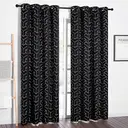 PONY DANCE Store occultant imprimées pailletées à œillets, lot de 2, W 140 x L 245 cm (W 55 x L 96 pouces), noir image 0