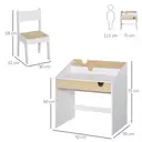 HOMCOM Kids Desk and Chair Set 2 Pieces Children Study Table with Storage Pull-Out Drawer Bookshelf for 3-6 Years Writing, Reading, Drawing image 5